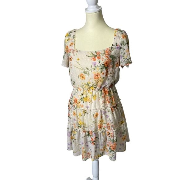 Flowy Fairycore Floral Whimsical Tiered Spring Dress Women's Size 11 - Picture 1 of 16
